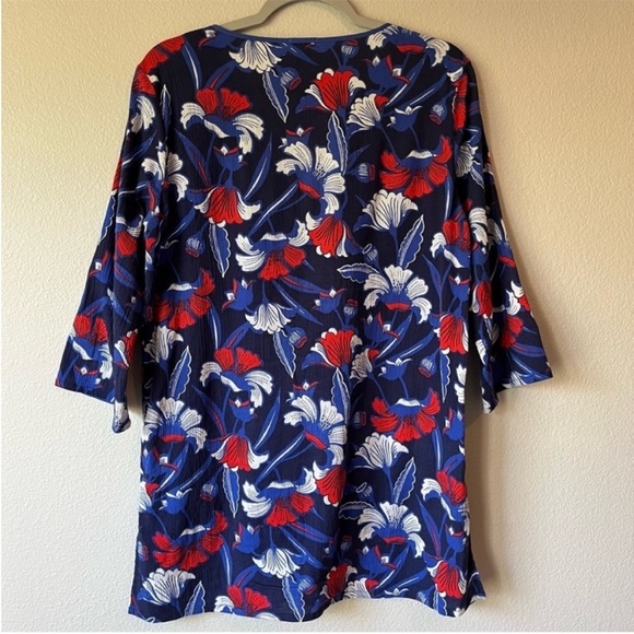 J. Crew Factory Floral Tunic Swim Cover Up 100% Cotton Size Medium - Picture 4 of 5